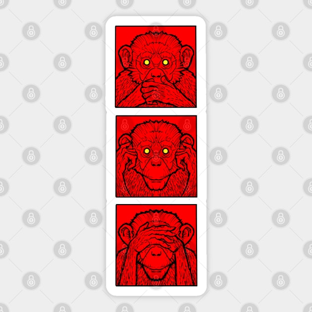 three wise monkeys, see no evil, hear no evil, speak no evil Sticker by weilertsen